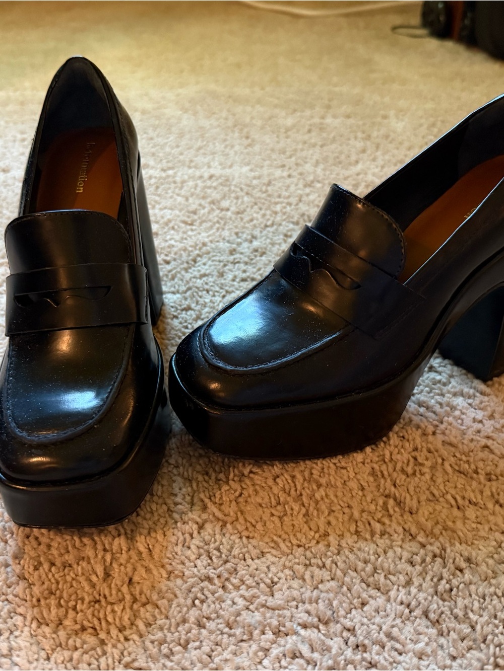 Reformation Black Platform Square toe Loafers - size 5